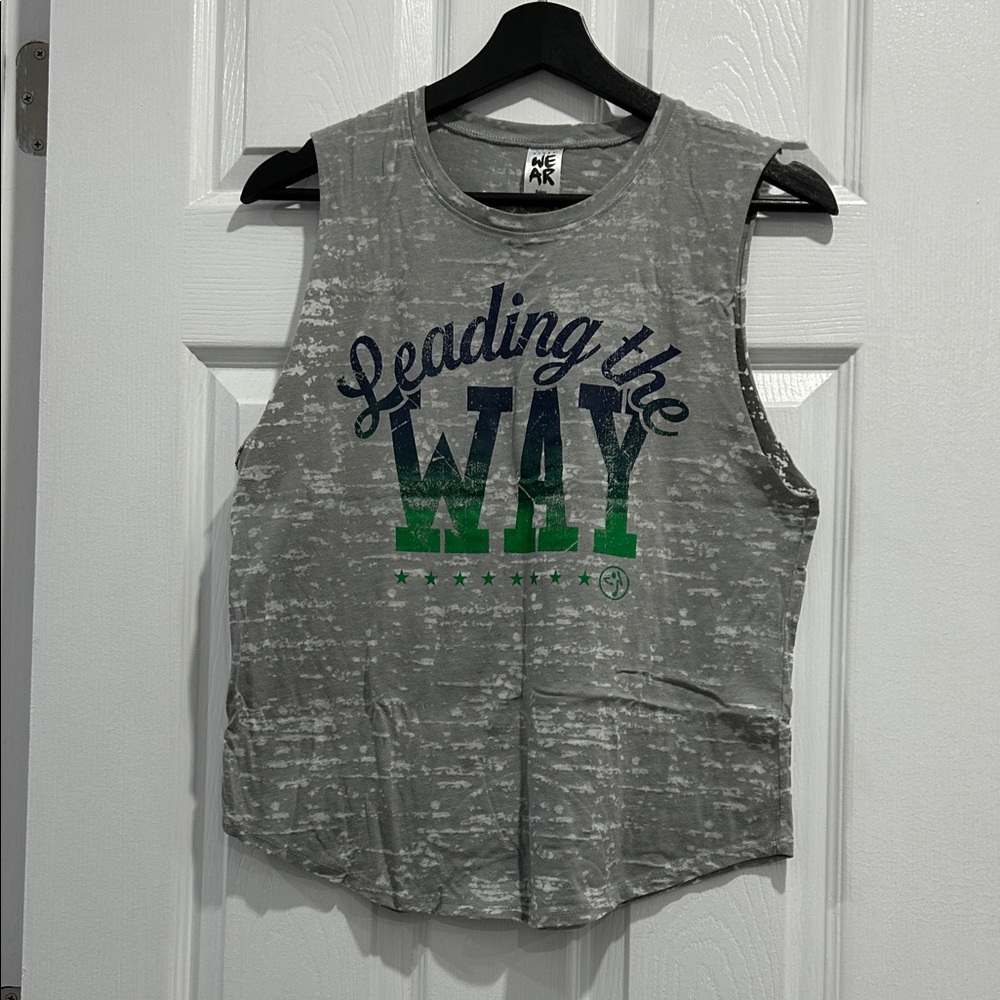 ZUMBA SALE! Gray Tank Top with Blue and Green Print